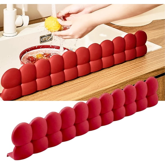 20 Inch Silicone Sink Splash Guard with Strong Suction Cups, Flexible Kitchen Sink Baffle, Reusable Waterproof Splash Protector for Kitchen and Bathroom Sink Edges