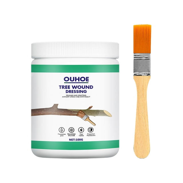 Crema curativa para heridas de injerto de árboles, pasta cortada para bonsái, agente de poda, sellador compuesto para plantas de jardín doméstico (100g + cepillo)