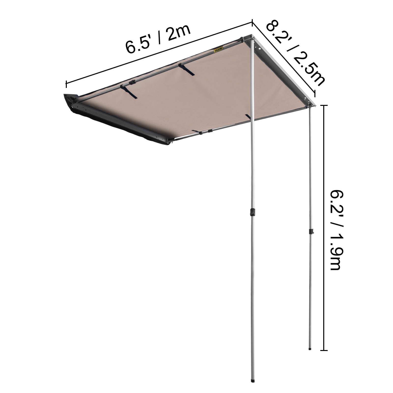 VEVOR Car Awning, 8.2'x6.5' Vehicle Awning, Pull-Out Retractable