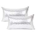 thumbnail image 1 of Pack de 2 fundas de almohada de satén con lentejuelas plateadas YOUR SMILE de 30 x 50 cm, 1 of 7