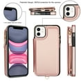 thumbnail image 5 of Wallet Case for Apple iPhone 12 Pro / iPhone 12 6.1", with Crossbody Shoulder Strap & Hand Wrist Cards Holder Zipper Pocket Stand Feature Full Protective Shockpoof Case for iPhone 12 Pro / 12,Rosegold, 5 of 7