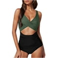 thumbnail image 2 of One Piece Swimsuit for Women Cutout High Waisted Wrap Tie Back Swimsuits Bikini With Neck Dew Belly V-neck Sleeveless Swimwear, 2 of 7