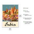 thumbnail image 2 of Varanasi India - Ganges River - (Banares Banaras Kashi) in Uttar Pradesh - Burning Ghat - Vintage Travel Poster by Charles Baskerville c.1959 - Master Art Print 10in x 14in, 2 of 4