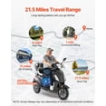 thumbnail image 3 of VEVOR Heavy Duty 3-Wheel Mobility Scooters for Seniors & Adults, 500lbs Capacity, 21.5 Miles 3-Speed Long Range, 1000W All Terrain Electric Recreational Scooter Wheelchair, 20° Max Climbing Capacity, 3 of 9