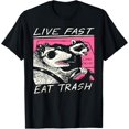 thumbnail image 1 of Funny Animal Meme Live Fast Eat Trash Quote Driving Camiseta, 1 of 2
