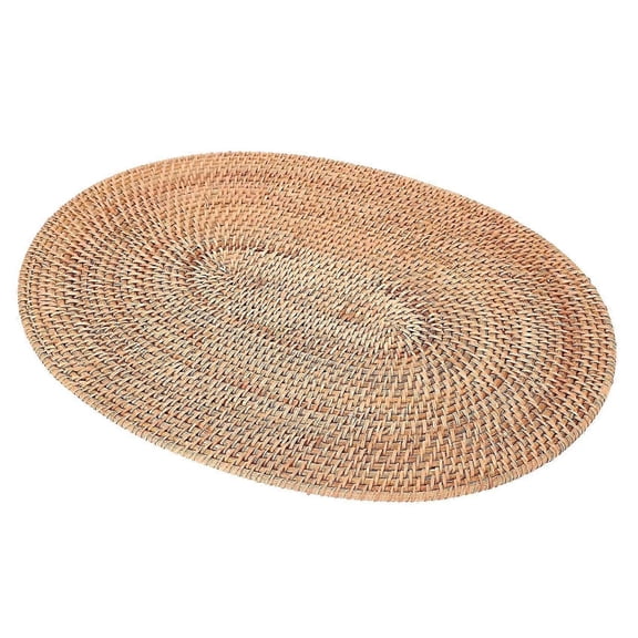 Rattan Woven Placemat Oval Round Table Mat Non-slip Heat-resistant Placemat Natural Multi-purpose