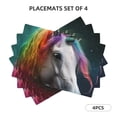 thumbnail image 3 of Placemats Set of 4 / 6, Colorful Haired White Horse Placemats for Dining Table Indoor/Outdoors Heat Resistant Washable Placemats 18" x 12", 3 of 8