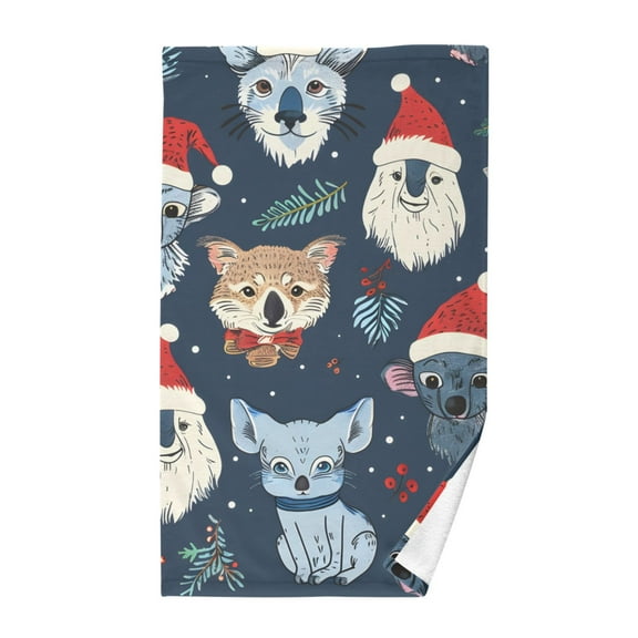 Dogs Christmas Hand Towel Cotton Bath Towel Large Face Towels Absorbent for Bathroom Home Hotel