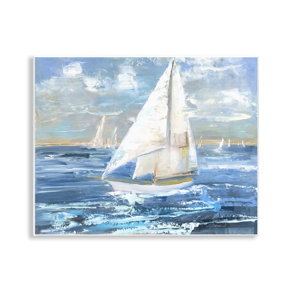 Stupell Industries Sailing Choppy Waves Nautical & Beach Painting Unframed Art Print Wall Art, 14 x 11