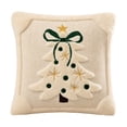 thumbnail image 2 of Christmas Pillow Covers, 18x18 Inch Christmas Embroidered Bow Tree Pillow Cover, Plush Tufted Christmas Tree Pillow Covers, Fall Decor Cute Festive Cushion Covers Durable, 2 of 6