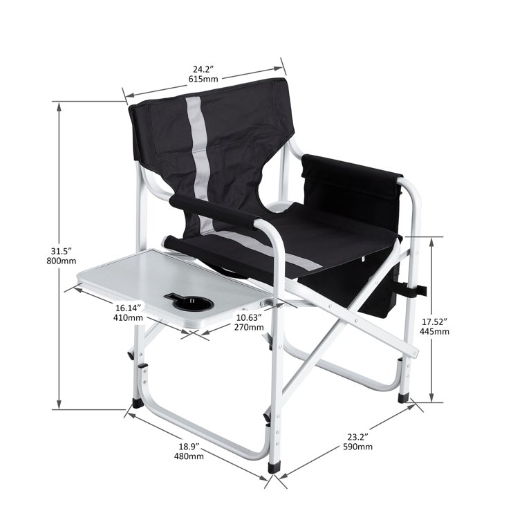 2 Pack Camping Director's Chair With Side Table & Storage | 400 Lb Capacity Aluminum Frame | Foldable Portable Chair