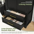 thumbnail image 5 of VEANERWOOD Arched Armoire Wardrobe Closet with 2 Drawers, Wooden Clothing Storage Cabinet with Hanging Rod & Metal Handle for Bedroom, 5 of 8