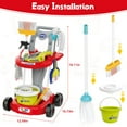 thumbnail image 2 of JoyStone Kids Cleaning Set, 20 PCS with Electric Sound & Light Vacuum, Broom, Mop, Dustpan, Brush, Rag, Housekeeping Cart, Perfect Gift for Kids, Red, 2 of 9