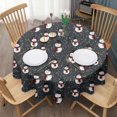 thumbnail image 3 of Black Christmas Snowman Pattern Round Tablecloth 60"x60",Wrinkle Wipeable Table Cloth for Kitchen Dining Room Picnic Patio Party, 3 of 6