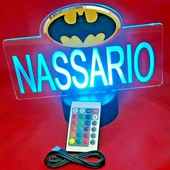 Night Light Up Desk Table Lamp LED Personalized Free Engraved Batman,  Our Newest Feature, Most Popular, It's Wow, with Remote 16 Colors Energy Efficient, Great Gift