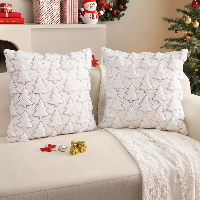 Wzzjkit Christmas Tree Pillow Cover Christmas Pillow Decoration Holiday Sofa Pillow Does Not Include Pillow Core Red White and Green Three Colors Optional