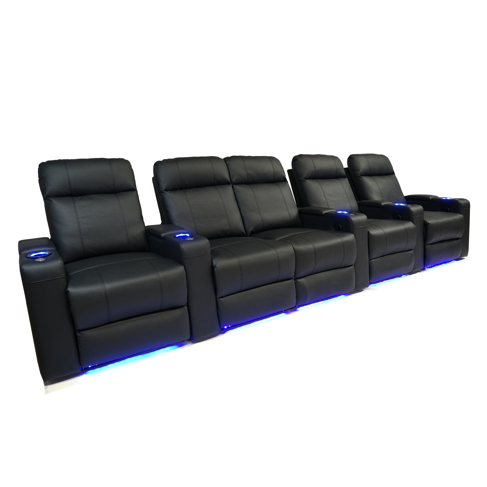 Valencia Piacenza Top Grain Leather LED Power Home Theatre Seating Row ...