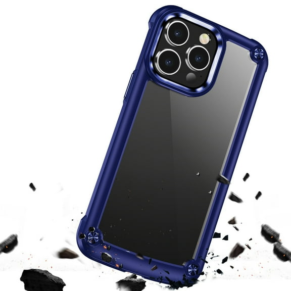 For Apple iPhone XR Hybrid Transparent Rubber with Metal Buttons & Camera Edges Hard TPU Corner Bumper Frame Cover ,Xpm Phone Case [ Blue ]