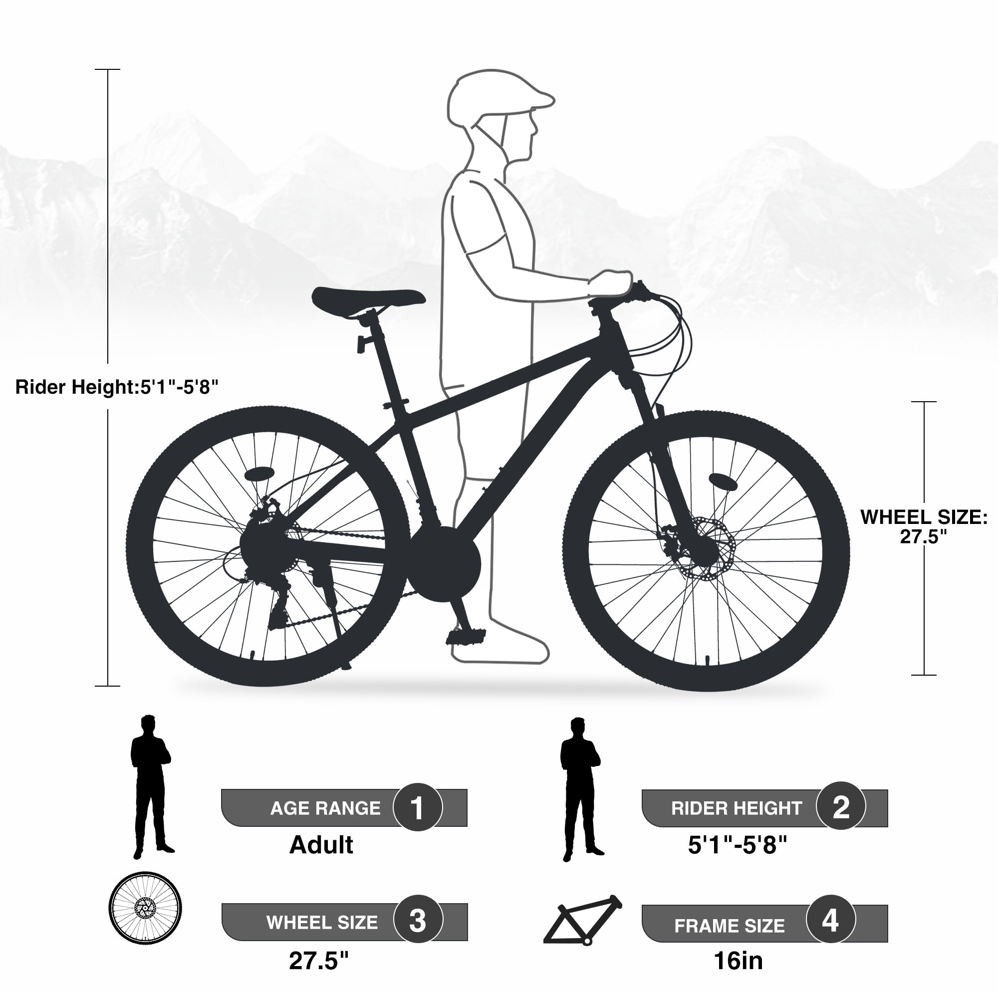 27.5 Inch Mountain Bike, 21 Speed Mountain Bicycle with Front Suspension and Aluminum Alloy Frame for Men Women Boys and Girls, Grey