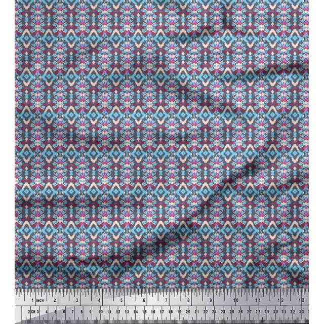 Soimoi Georgette Viscose Fabric Geometric Ethnic Decor Fabric Printed Yard 42 Inch Wide