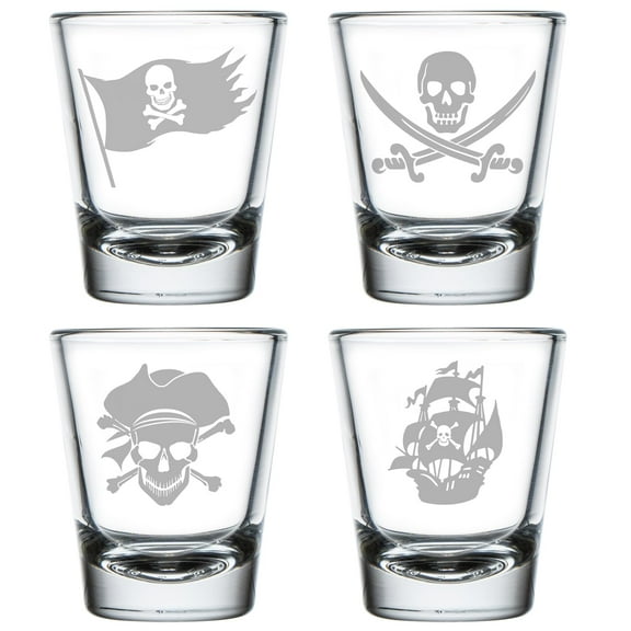 Set of 4 Shot Glasses 1.75oz Shot Glass Gift Pirate Collection