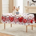 thumbnail image 3 of Valentine''s Day Tablecloth 60×84 Inch Oval, Love Hearts Red Washable Table Cover for Party Picnic Dinner Decor, 3 of 5