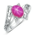 thumbnail image 3 of RYLOS Rings for Women 14K White Gold Greek Key Designer Ring 9X7MM Gemstone & Diamond Ring July Star Ruby Jewelry  Size 7, 3 of 7