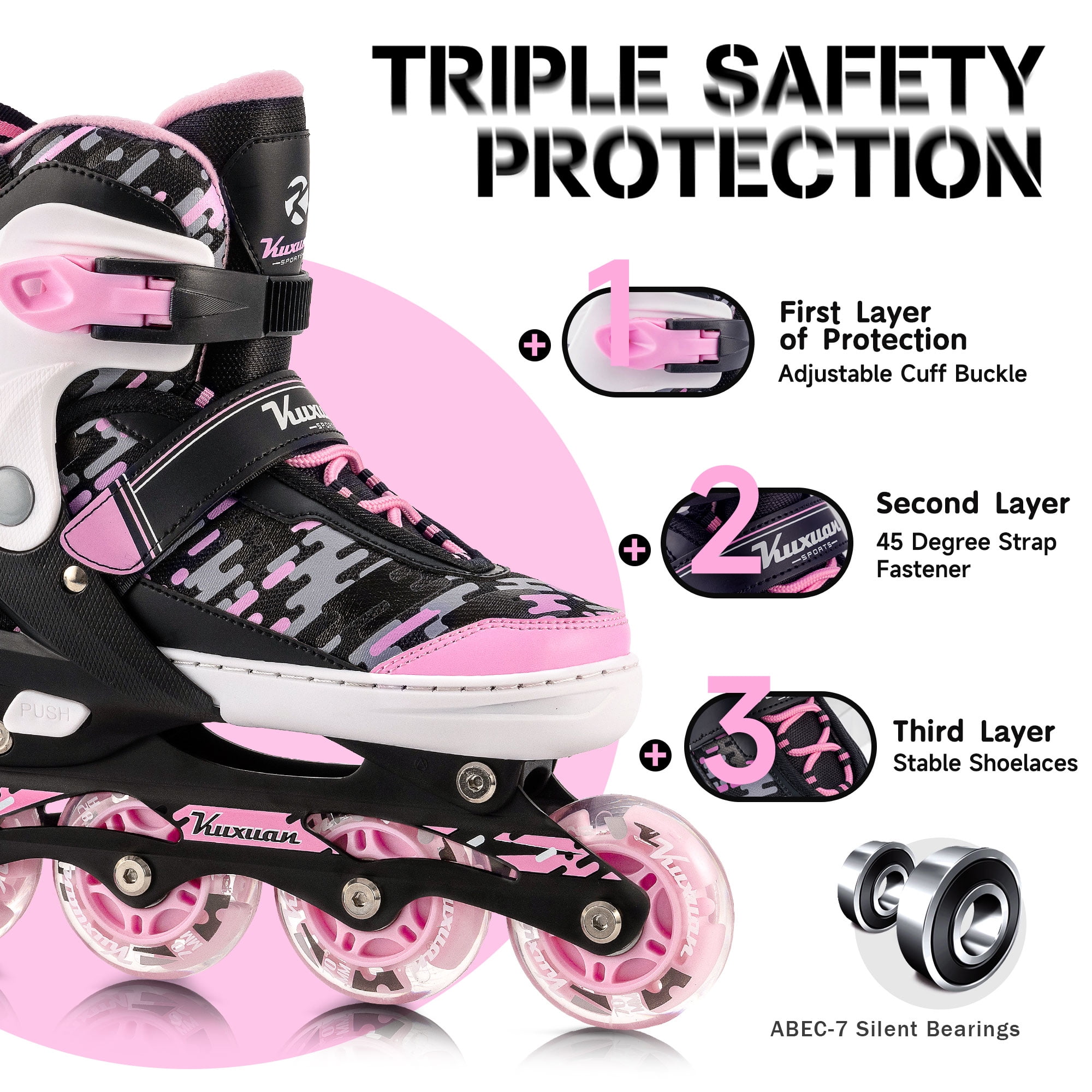 Adjustable Inline Skates for Kids Boys Girls Women Beginner Fun Illuminating Outdoor Skates