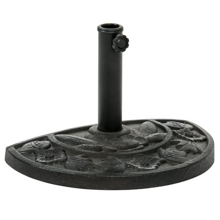 Best Choice Products 19-inch Half Patio Umbrella Stand Base for Standard Pole Sizes w/ Weather-Resistant Resin, Floral Accents,