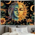 thumbnail image 2 of PRATYUS Sun and Moon Tapestry Psychedelic Mystic Floral Tapestry Hippie Boho Flower Plants Wall Tapestry Vintage Aesthetic Tapestry Wall Hanging for Bedroom Painting, 2 of 6