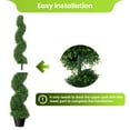 thumbnail image 3 of Artificial Boxwood Spiral Topiary Trees, Set of 2, 5 Ft Decorative Fake Plants, Faux Twisted Greenery Trees with PE Leaves, All-Year Green in Cement-Filled Plastic Pot for Indoor, Patio, Entryway, 3 of 8