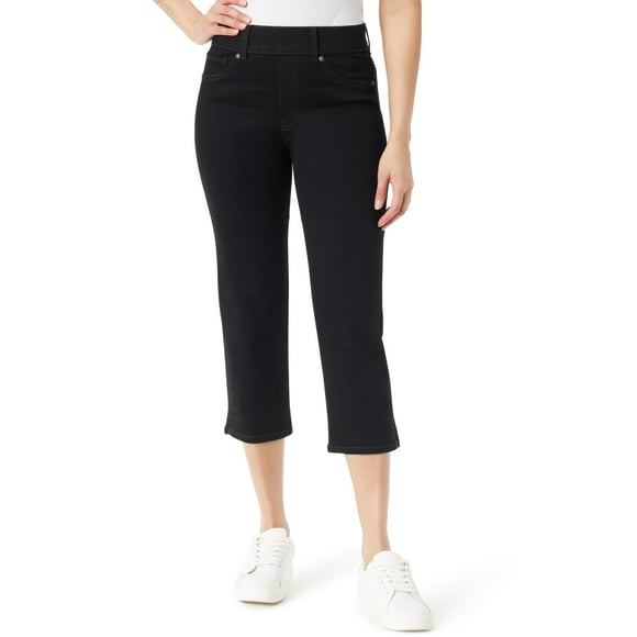 Pantalones Capri Rectos de Cintura Alta para Mujer Gloria Vanderbilt en Negro