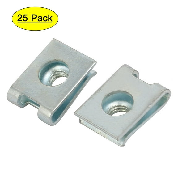 Fit M4 Screw 65Mn Spring Steel U Clip Nut Silver Tone 14mm x 10mm 25Pcs