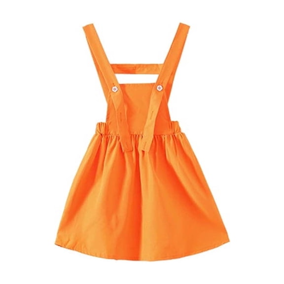 JAJAHO Girl Suspenders Skater Skirts A-Line Pleated Skirts Girl Solid Color Elastic Waist Falred Overall Dress For Kids 3-12 Years Comfortable Skirt