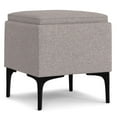 thumbnail image 1 of Natasha Ottoman de Rangement Carré Mi-Siècle de 18 Pouces de Large avec Plateau en Polyester Lin Gris Nuage, 1 of 1