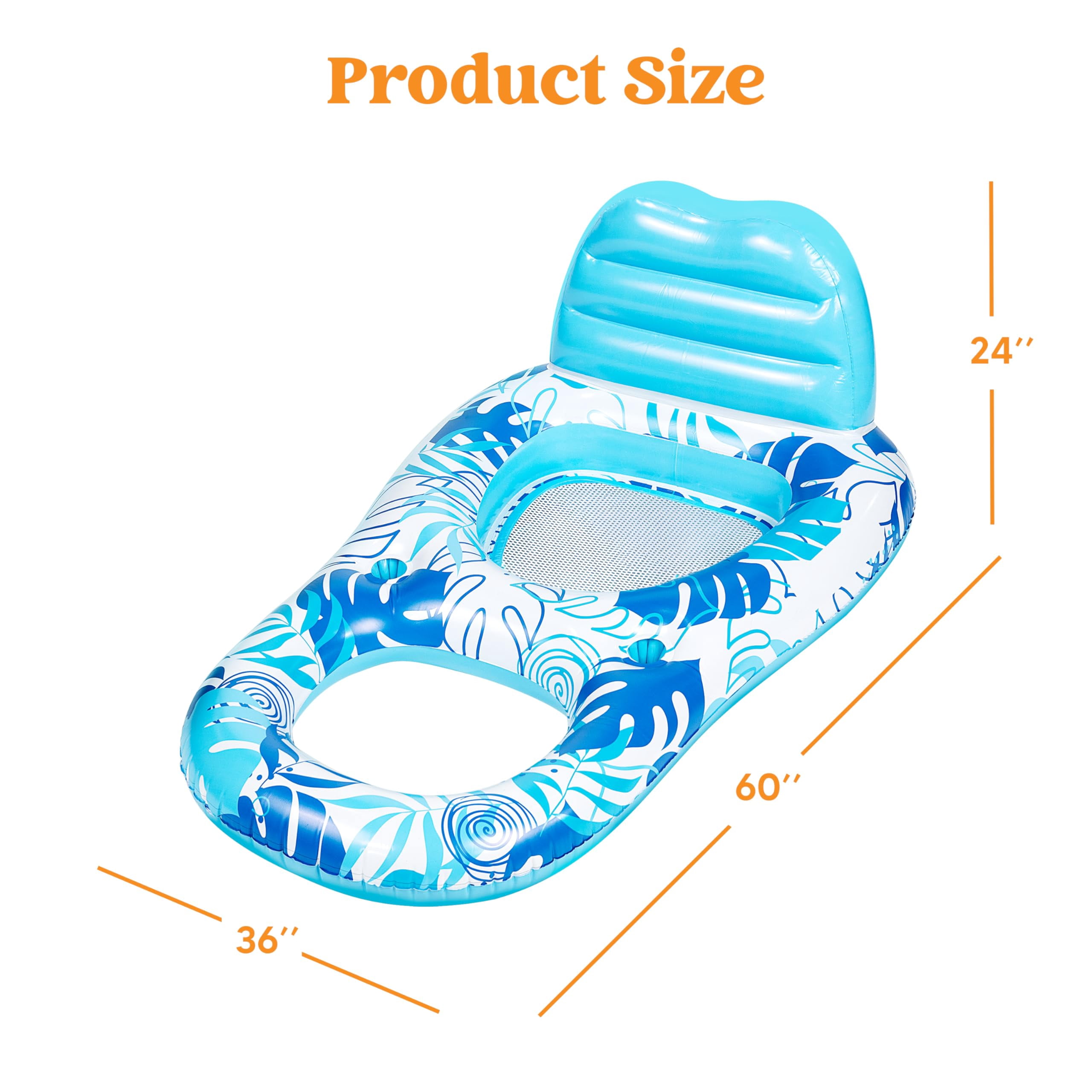 Syncfun Pool Lounge Float Adult, Inflatable Pool Floats Lounger Raft Floaties Water Floating Recliner Chair with Cup Holders Foot Rest Swimming Pool Floaty