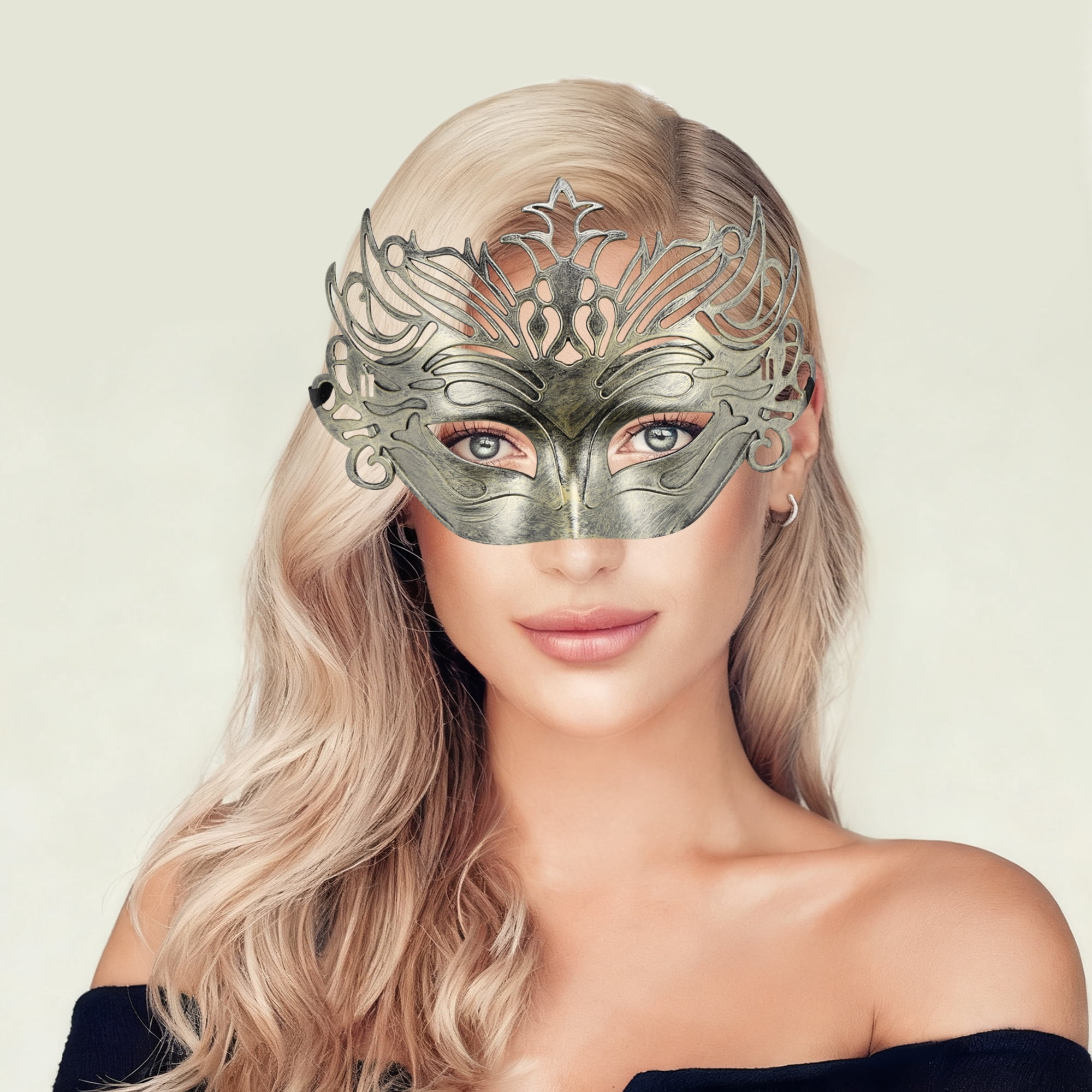 Unique Bargains 1 Pack Elegant Half-face Party Mask Gold Pattern 2