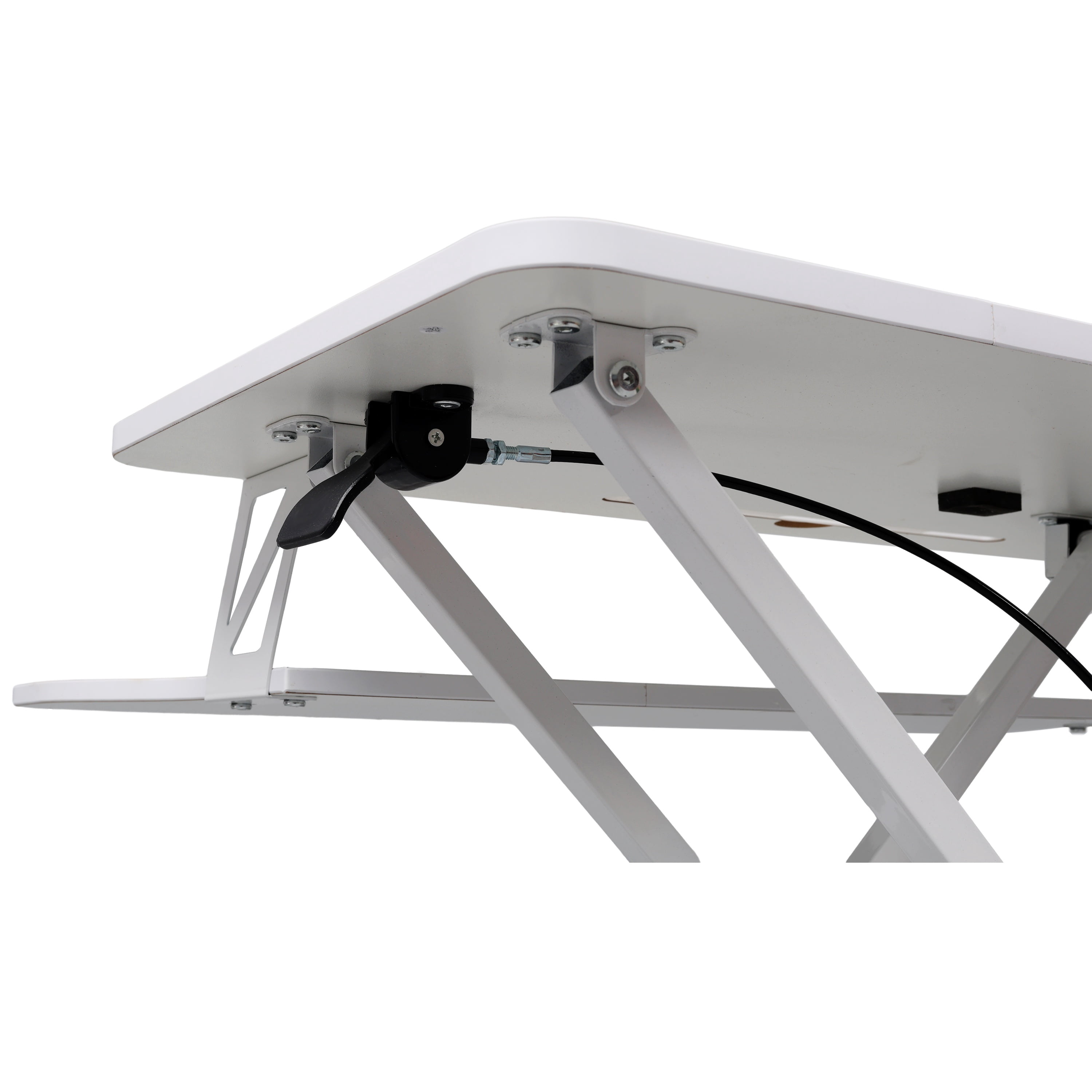 31.5" Standing Desk Converter,Height Adjustable Sit Stand Up Desk Riser with Keyboard Tray,Desktop Workstation for Home Office Computer Laptop,White