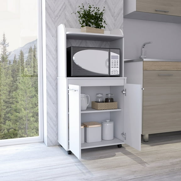 Newboti Furniture Charlotte 1-Shelf 2-Door Kitchen Pantry White 23764