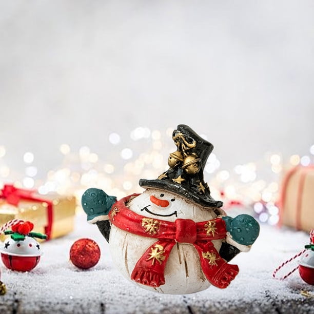 Figuras navideñas de muñeco de nieve para mesa | Decoración navideña de resina | Figura navideña blanca de muñeco de nieve para centros de mesa y repisas | Adorno compacto para mesa navideña