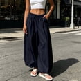 thumbnail image 2 of Womens Balloon Pants Wide Leg Barrel Pants Baggy Trousers Elastic Waist Casual Lounge Travel Pants with Pockets Black S(S), 2 of 7