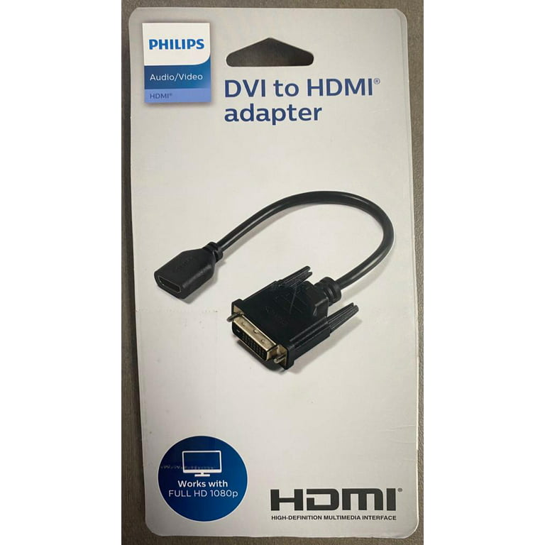 position Slovenien sortere Philips DVI to HDMI Pigtail Adapter, Black, SWV9200H/27 - Walmart.com