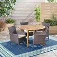 thumbnail image 2 of Contemporary Home Living 5-Piece Brown Wicker Finish Round Outdoor Furniture Patio Dining Set -, 2 of 8
