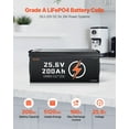 thumbnail image 2 of VEVOR 24V 200Ah LiFePO4 Lithium Battery Rechargeable Battery 100A BMS 4000 Cycle, 2 of 9