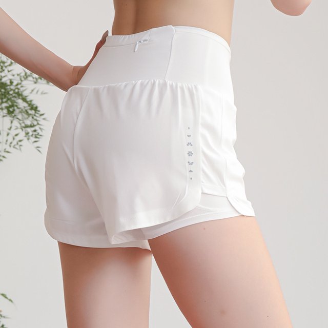 Pantalones cortos de yoga de verano, vacaciones anti luz, dos pantalones cortos deportivos de secado rápido para correr y hacer yoga para mujer