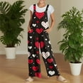 thumbnail image 5 of Fgvctg Valentine's Day Womens Overalls Wide Leg Pant Holiday Overall Love Heart Print Sleeveless Date Night Spaghetti Straps Jumpsuit Romper Bib Overalls Oversized Sprimg Pants With Pockets Black XL, 5 of 7