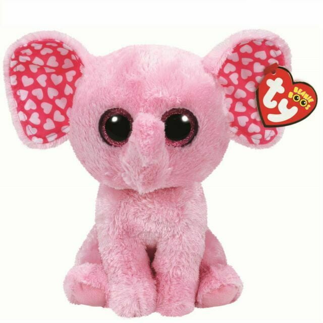 Ty Beanie Boos SUGAR the Pink Valentine Elephant Plush (Medium Size 9 Inch)