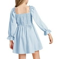 thumbnail image 4 of EnJoCho Girls Chiffon Rufle Min𝗂 Dress Square Neck 𝖫antern Sleeve Smoc𝗄ed Waist Tulle Summer Play-time Par𝗍y Outfit, 4 of 4