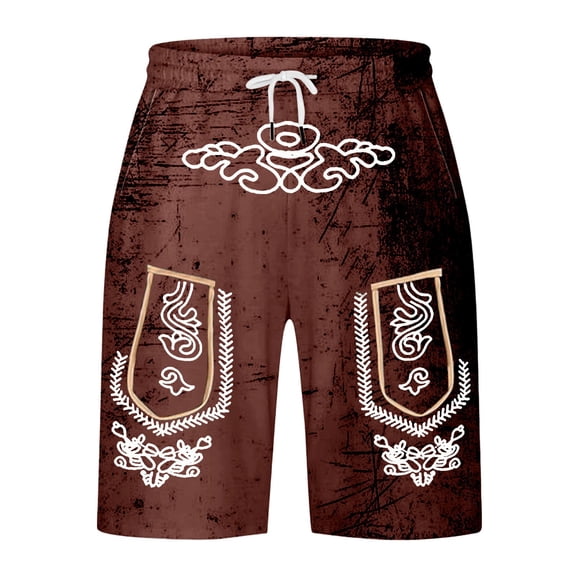 IWRICH Men's Graphic Printed Retro Shorts Drawstring Elastic Waist Short Pants Casual Fashion Plus Size Pants with Pockets XL