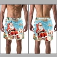 thumbnail image 3 of luoweisi Men's Beach Shorts Quick Dry Swim Trunks with Mesh Lining Santa Claus Vacation L, 3 of 5